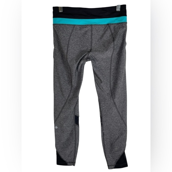 Lululemon Inspire Tight II (Mesh) Heathered Black / Black / Blue Tropics Size 6 - Picture 6 of 12